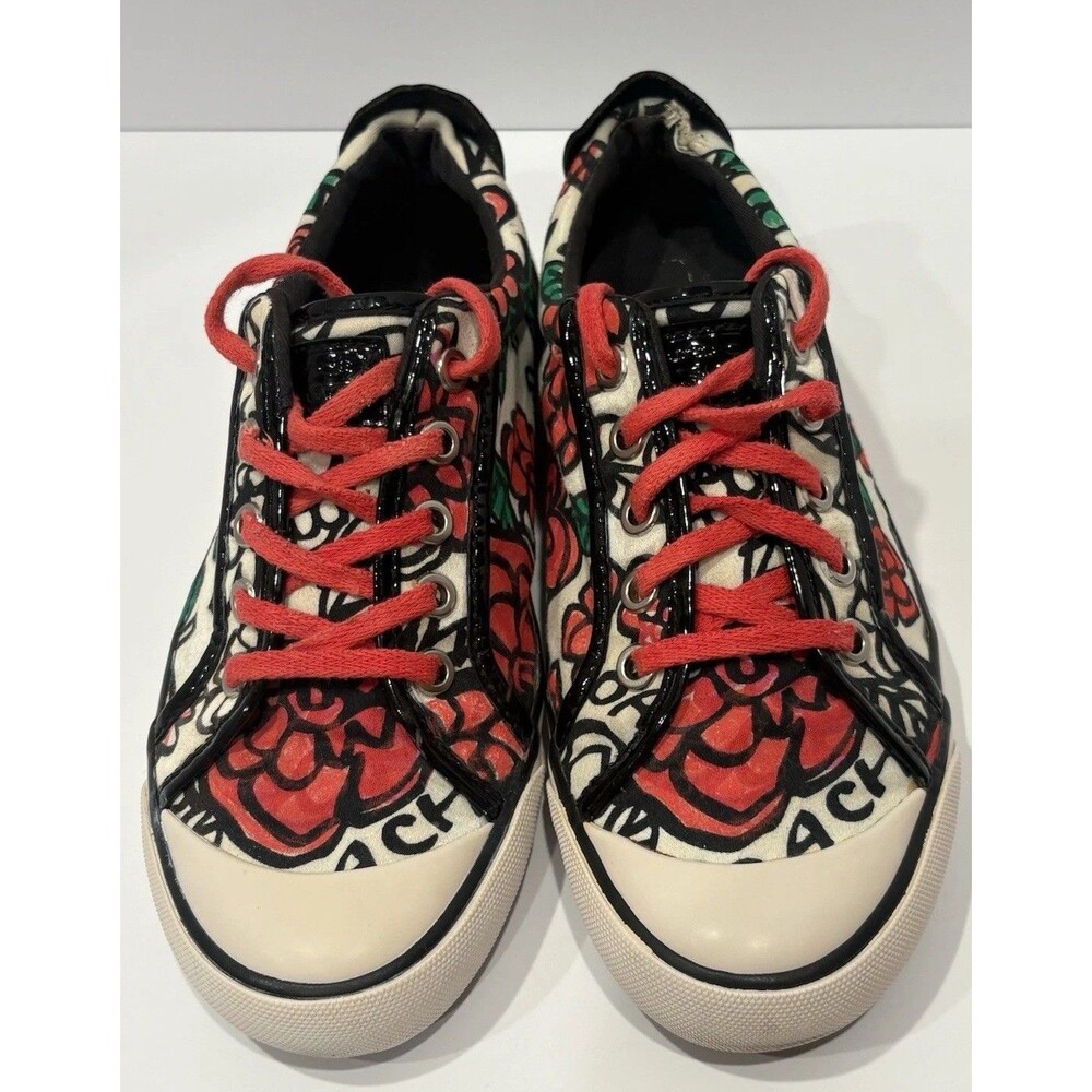 Coach Poppy Barrett Graffiti Floral Sneakers featuring Size 7
